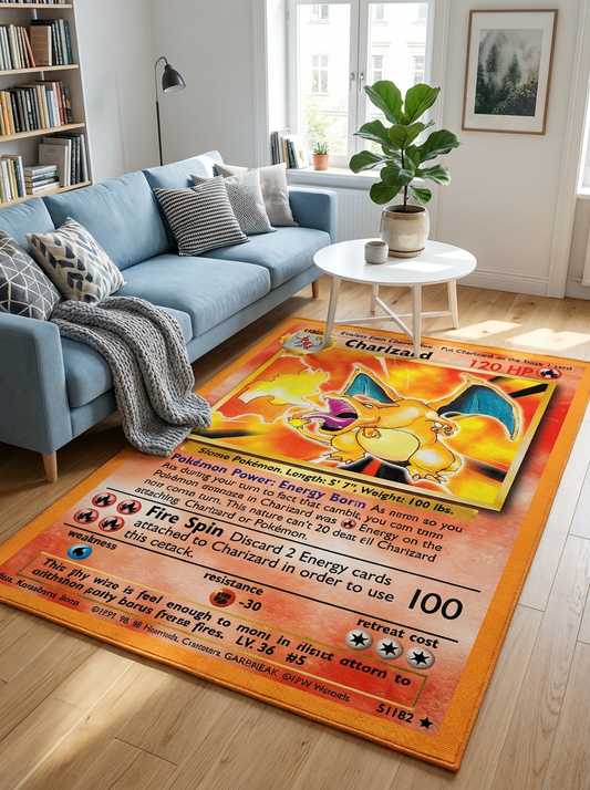 Charizard Trading Card Floor Rug
